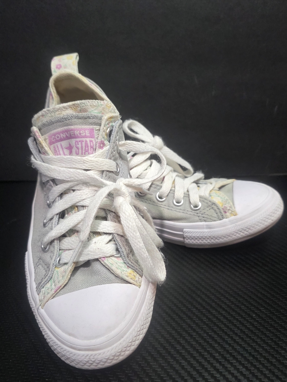 Converse Chuck Taylor All Star Low Top Sneakers - Light Gray with Pastel Floral